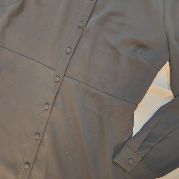 NWT Forever 21 Button Up Dress Black Long Sleeve Size XL Collared Short - Picture 4 of 5